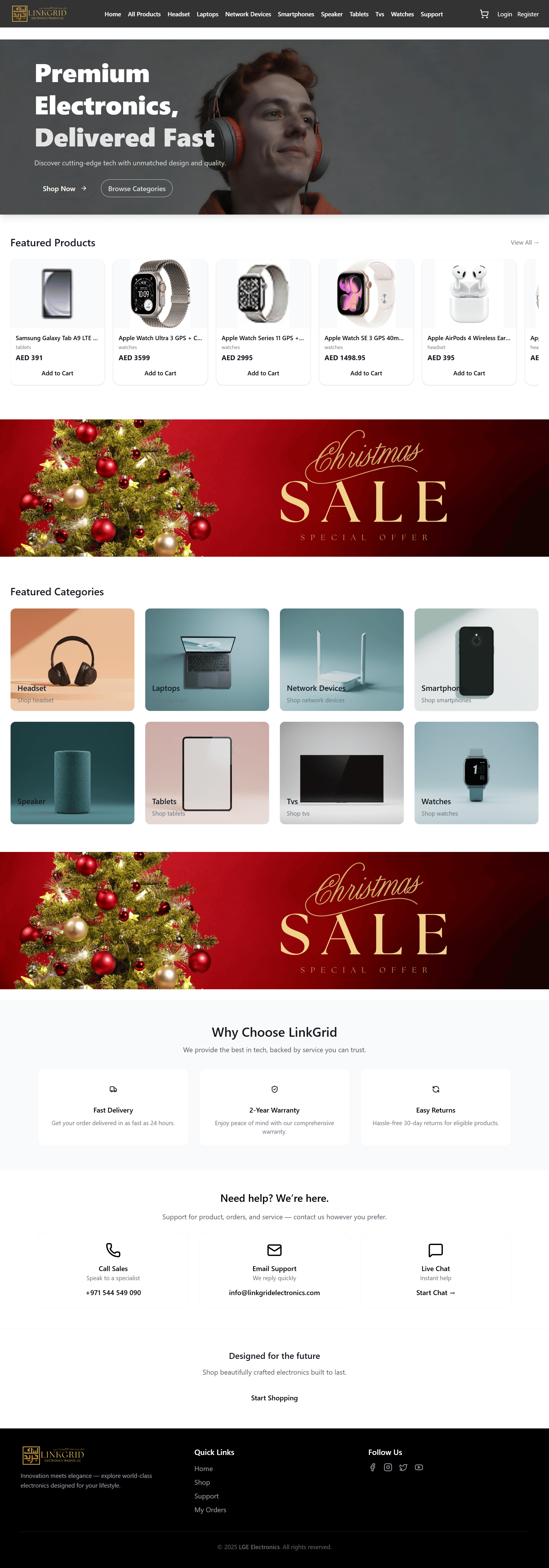 LGE Electronics ecommerce full website screenshot