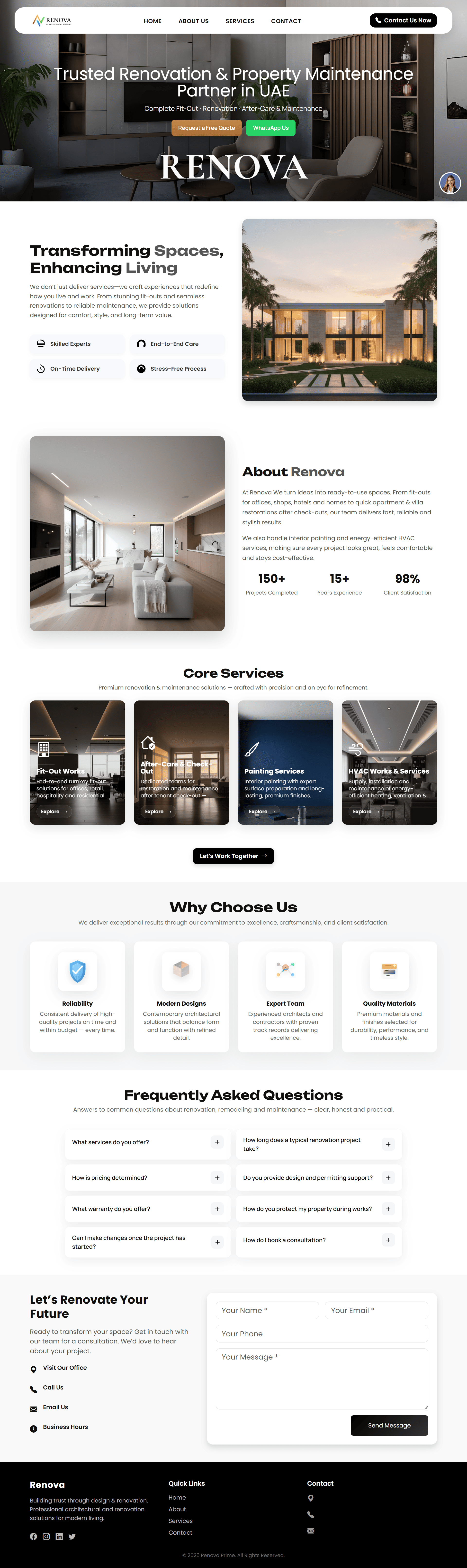 Renova renovation website full screenshot