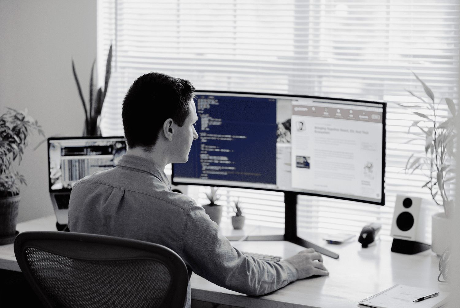 Developer at multiple monitors